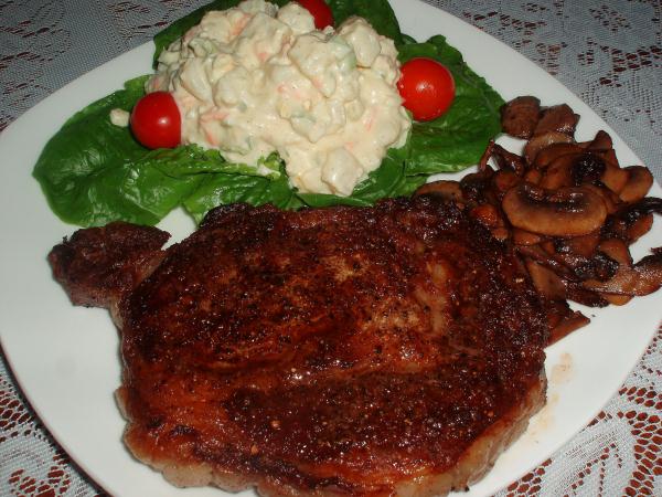 rib eye steak, ribeye steak, southern potato salad, potato salad